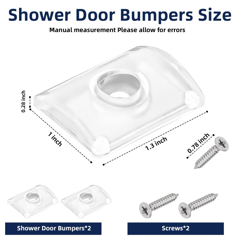 HEBRAR Glass Shower Door Bumpers for Glass Sliding Doors, Wall Jamb Bumper with Screws for Use with Sliding Tub Enclosure Sliding Shower Door Replacement Parts 2pcs - Image 2